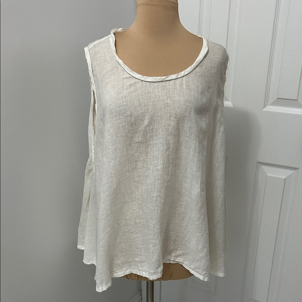 Vivid Cream Linen Trapeze Tank